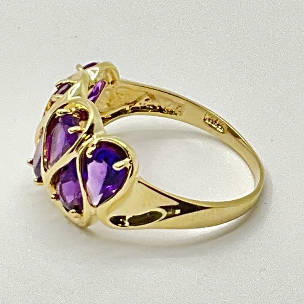 10KT Yellow Gold Ring with high quality Amethyst